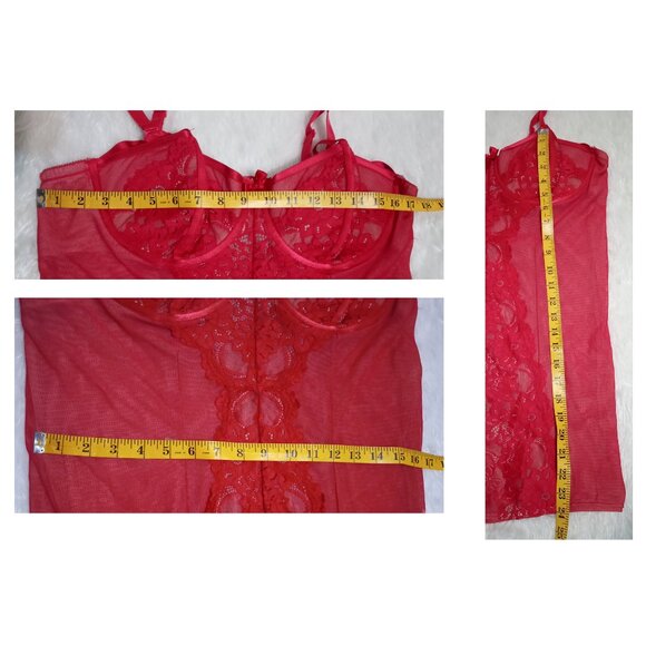 Torrid Red Underwire Lace Semi Sheer Strappy Chemise Lingerie Sz 2 - Picture 6 of 7
